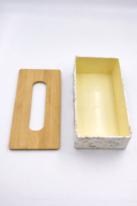 Hermia Soporte para Servilletas Dorado con Tapa de Bambú BU0115